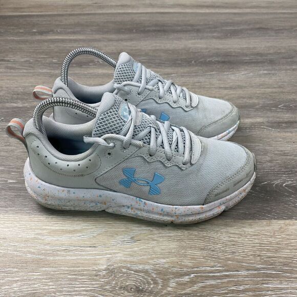 Big Girls Under Armour Assert 10 AC 'Paint Splatter' 3027092‎ Gray Size 7 Youth - Picture 4 of 11